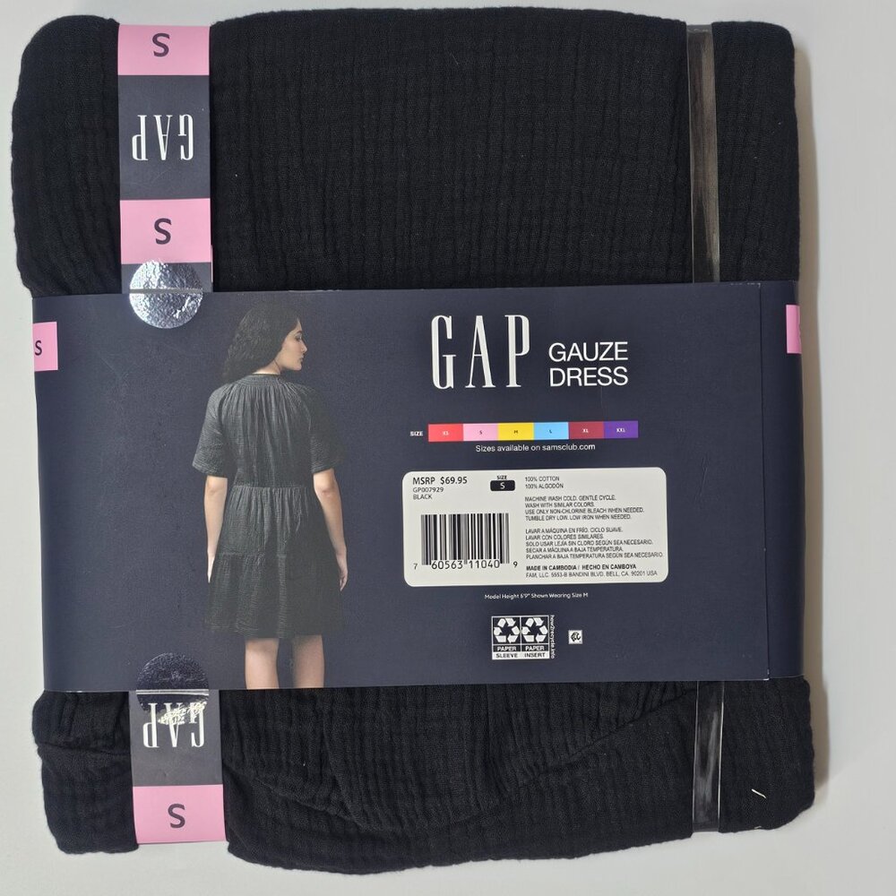 Gap Women's Cotton Crinkle Gauze Dress Relaxed Fit Short Sleeve - Picture 3 of 10